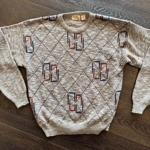 Vintage The Fox Collection Men’s Sweater; Size XL Ugly Grandpa Diamond Argyle